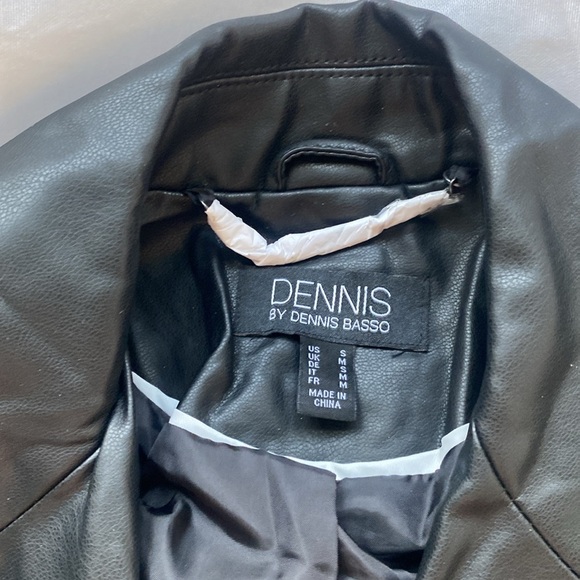 Dennis Basso Women’s Black Faux Leather Jacket with Buttons - Picture 2 of 5